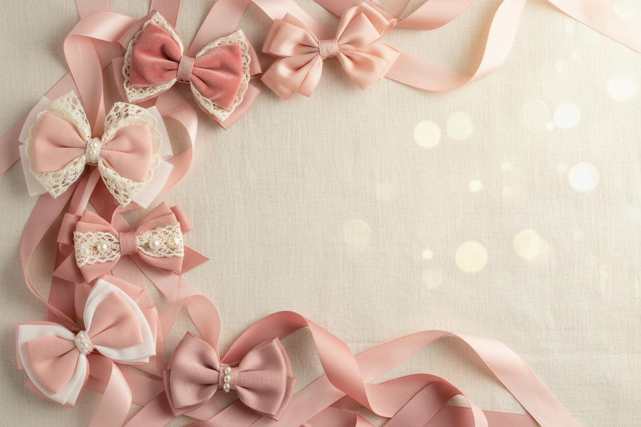 Elegant pink hair bow banner